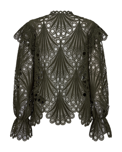 Cmmoonlight - blouse met veters in groen