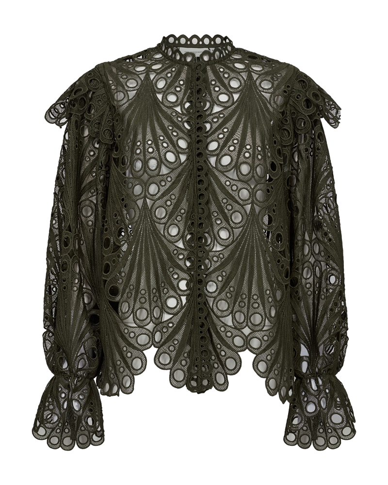 Cmmoonlight - blouse met veters in groen