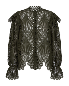 Cmmoonlight - blouse met veters in groen