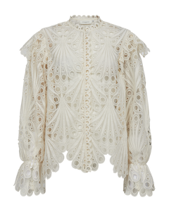 Cmmoonlight - Blouse met veters in wit, gebroken wit