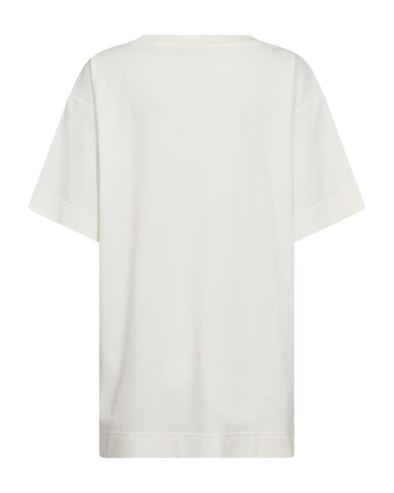 CMMUSE - LONG T-SHIRT WITH PRINT IN WHITE,OFF-WHITE