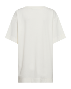 CMMUSE - LONG T-SHIRT WITH PRINT IN WHITE,OFF-WHITE
