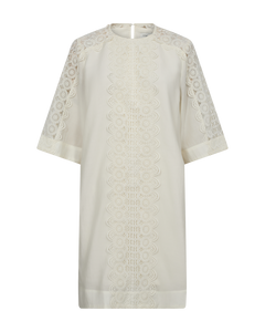 CMMOLLY - DRESS WITH LACES IN WHITE,OFF-WHITE