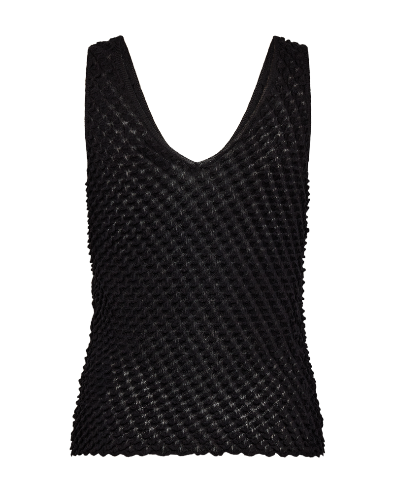 CMNATACHA - TOP WITH TEXTURE IN BLACK