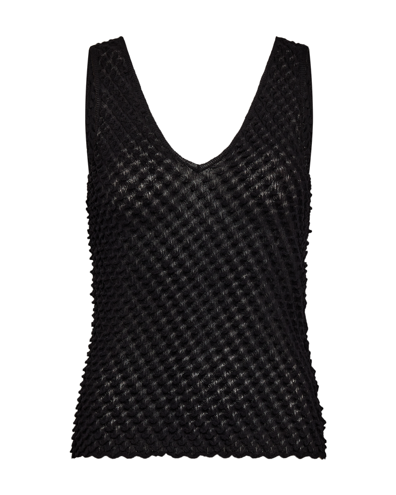 CMNATACHA - TOP WITH TEXTURE IN BLACK