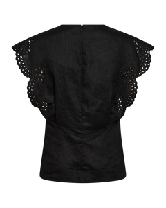 Cmnatuli - Linnen blouse in zwart