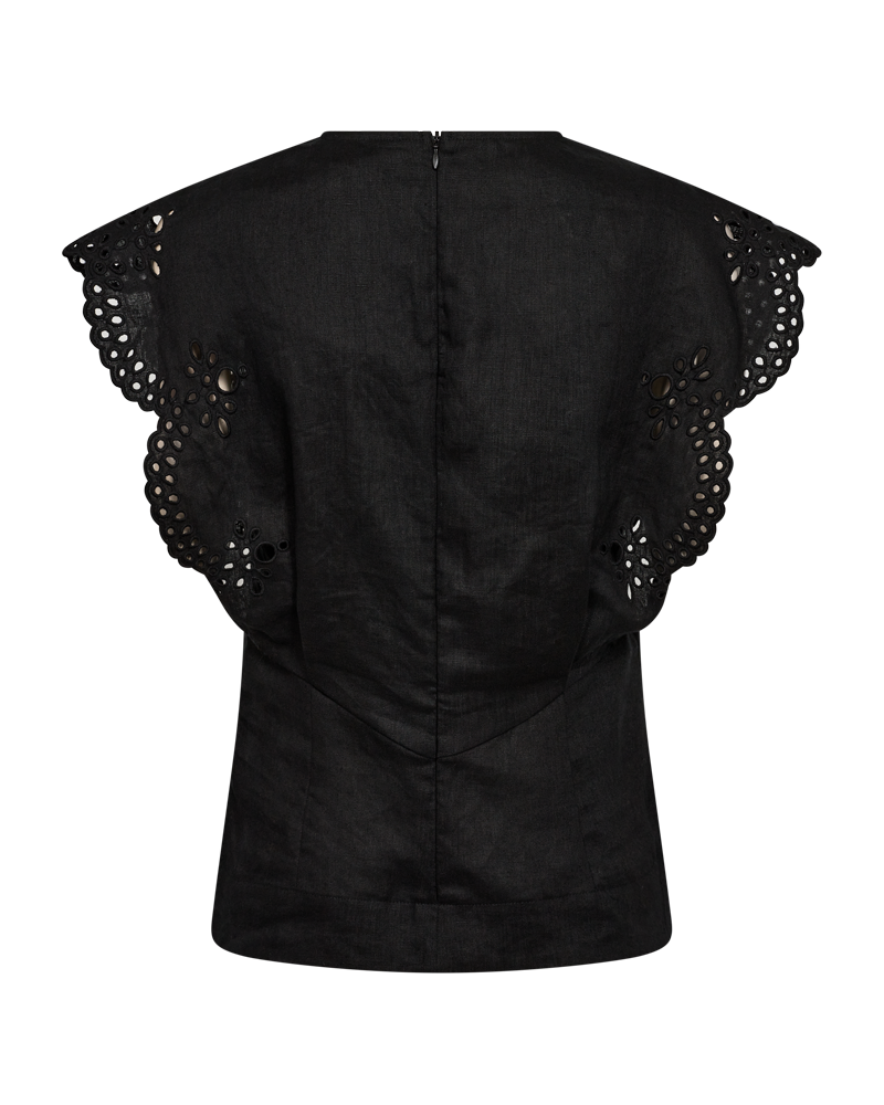 Cmnatuli - Linnen blouse in zwart