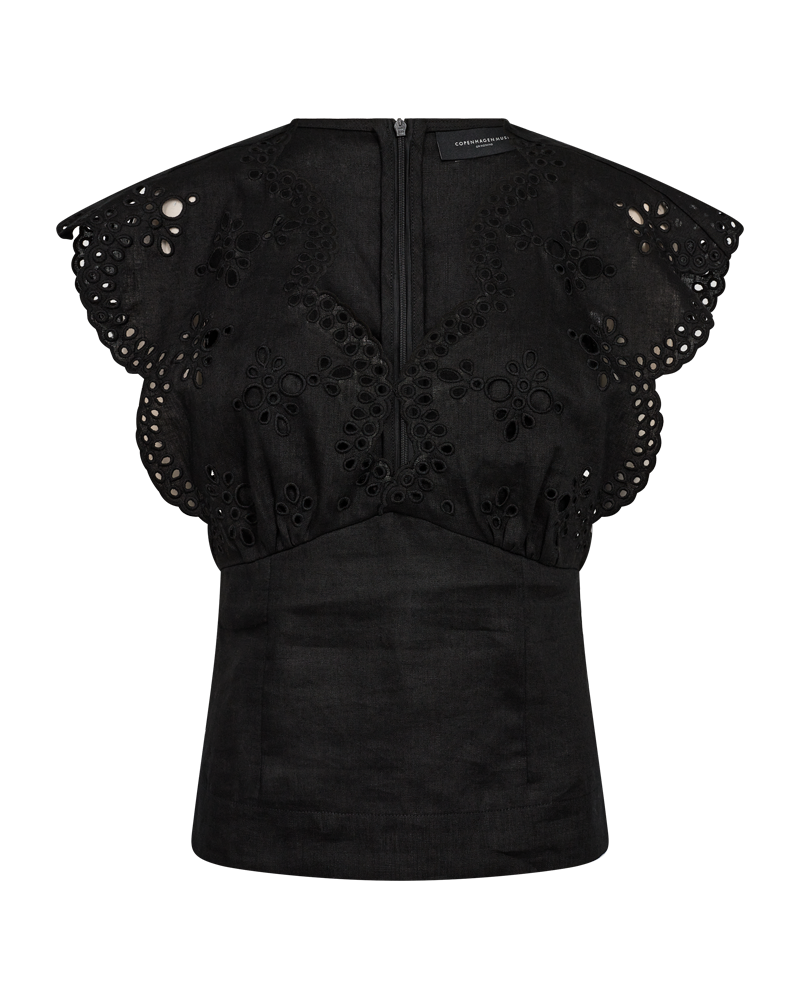 Cmnatuli - Linnen blouse in zwart