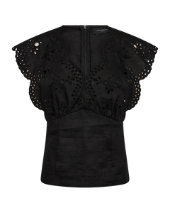 Cmnatuli - Linnen blouse in zwart