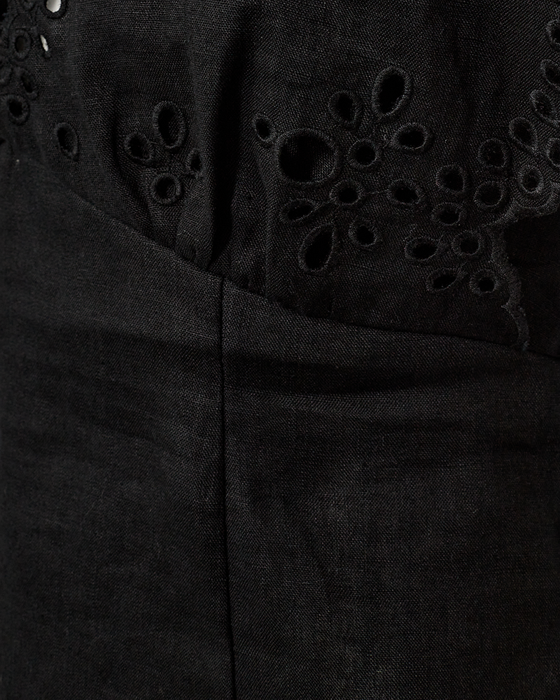 Cmnatuli - Linnen blouse in zwart