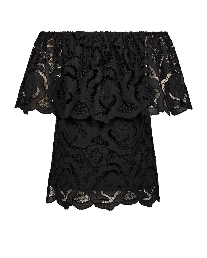 CMROTRA - OFF-SHOULDER TOP WITH LACES IN BLACK