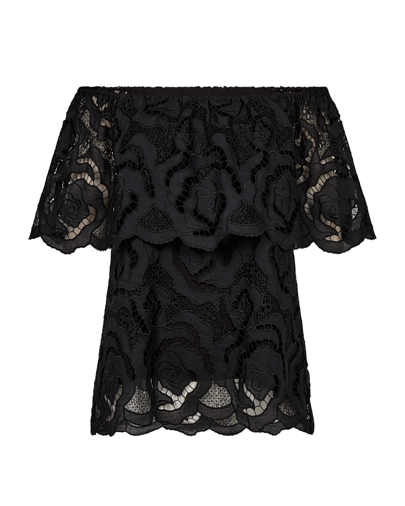 CMROTRA - OFF-SHOULDER TOP WITH LACES IN BLACK