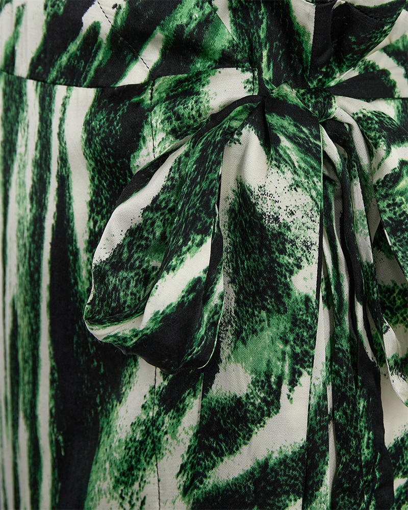 Cmsabina - Wikkeljurk in beige en groen, gebroken wit