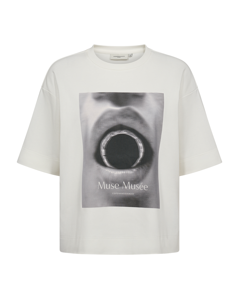 CMMUSE  - T-SHIRT WITH PRINT IN WHITE,OFF-WHITE