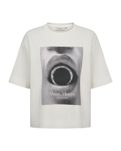 CMMUSE  - T-SHIRT WITH PRINT IN WHITE,OFF-WHITE