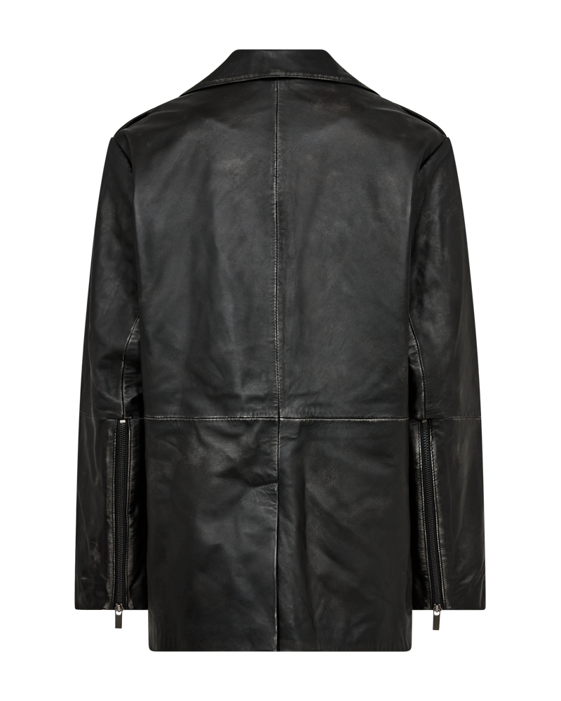 CMQUEEN - LEATHERBLAZER IN GREY AND BLACK