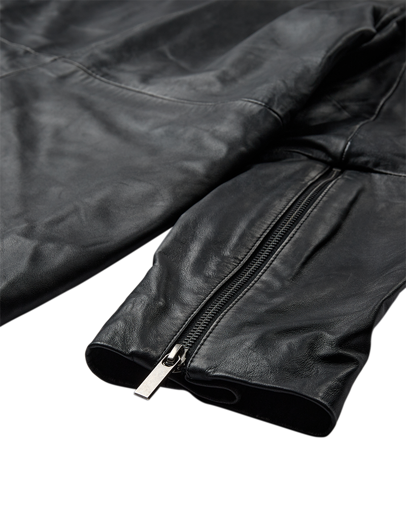 CMQUEEN - LEATHERBLAZER IN GREY AND BLACK
