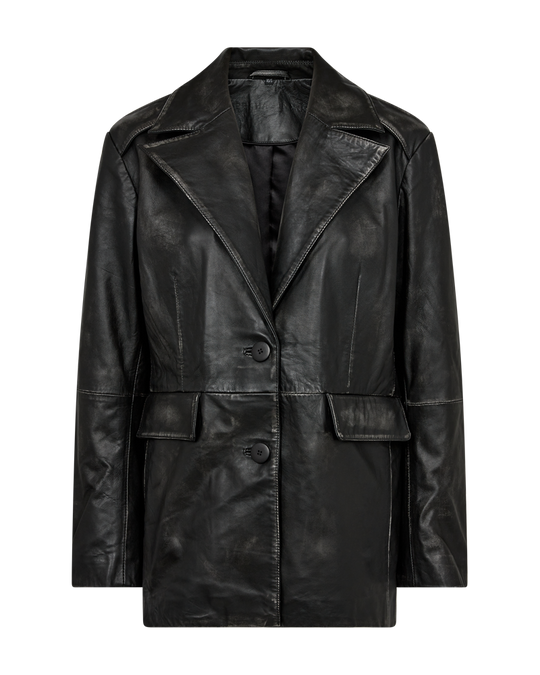 Cmqueen - Leatherblazer in grijs en zwart