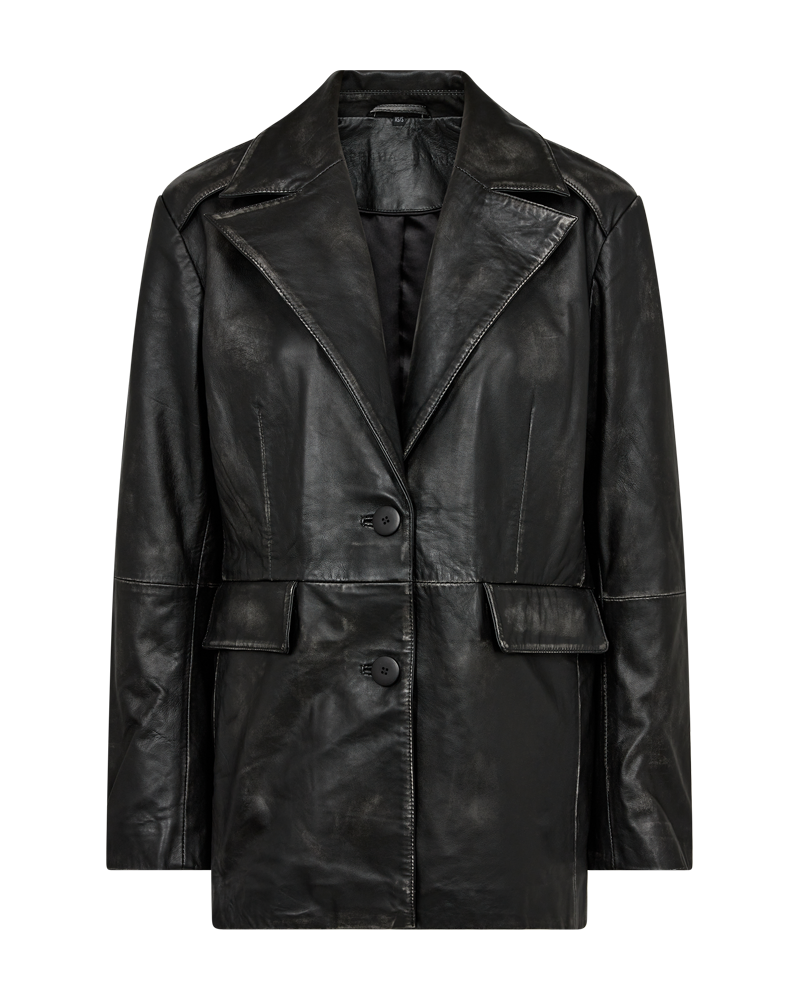 CMQUEEN - LEATHERBLAZER IN GREY AND BLACK