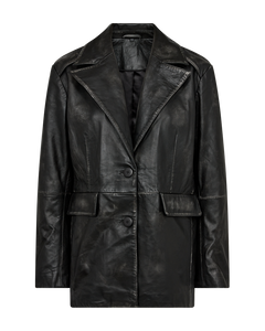 CMQUEEN - LEATHERBLAZER IN GREY AND BLACK