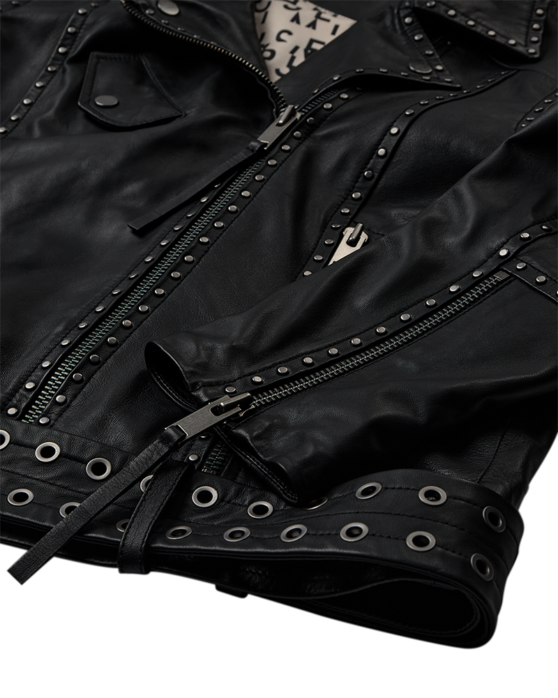 CMroyal - Biker -jas in Lambskin in zwart