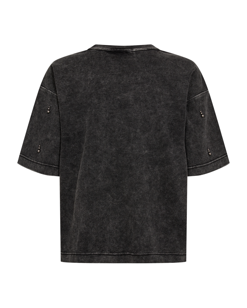 CMMUSE - T-SHIRT WITH BEADS IN BLACK