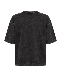 CMMUSE - T-SHIRT WITH BEADS IN BLACK