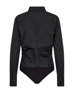 Cmtiedy - Bodystocking met stropdas in grijs en wit