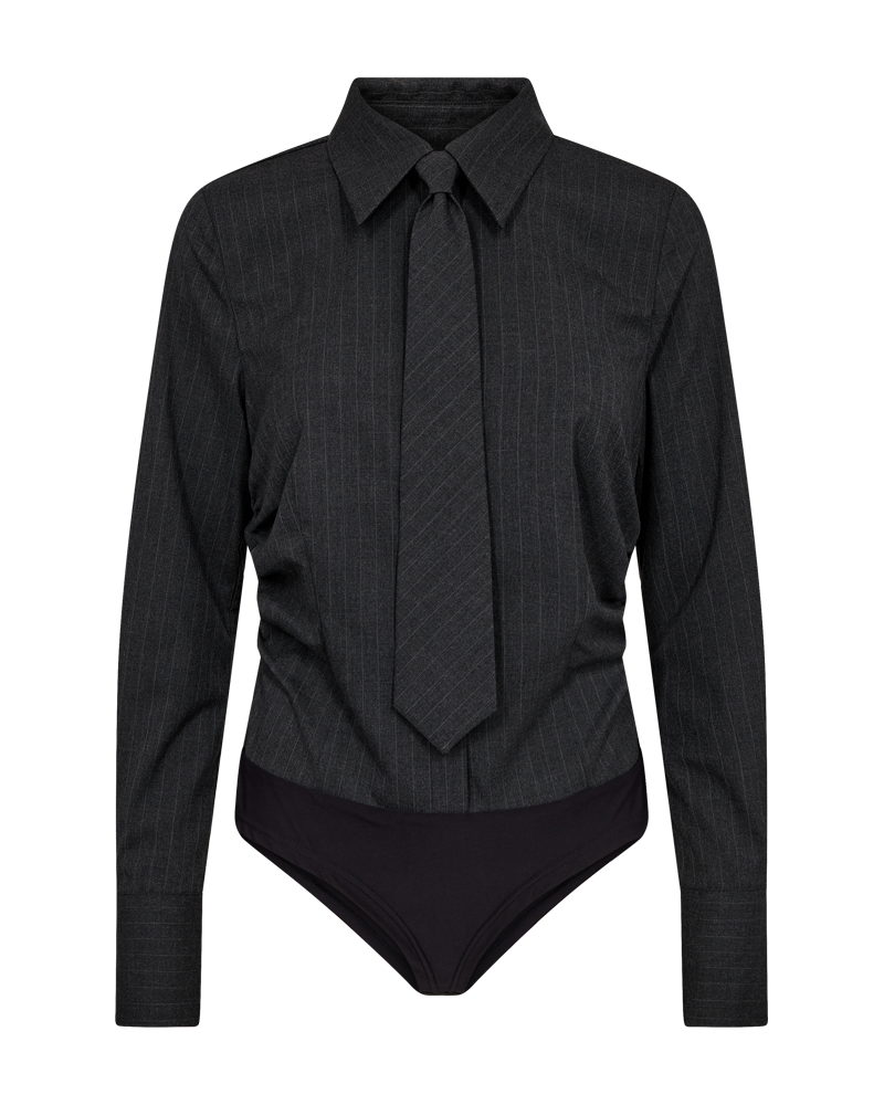 Cmtiedy - Bodystocking met stropdas in grijs en wit