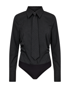 Cmtiedy - Bodystocking met stropdas in grijs en wit