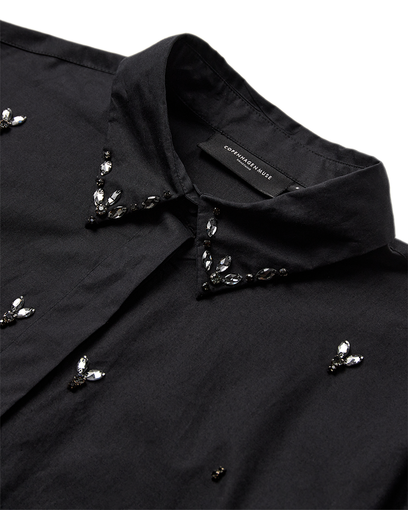CMVATAN - SHIRT WITH RHINESTONES IN BLACK