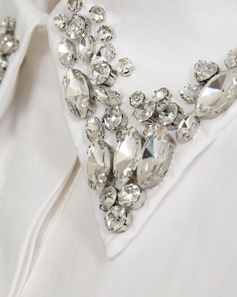 CMSPIKA - SHIRT WITH RHINESTONES IN WHITE