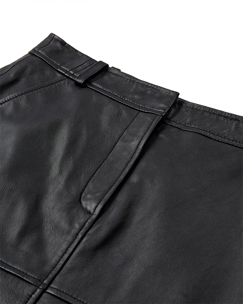 CMROYAL - LEATHER SKIRT IN BLACK