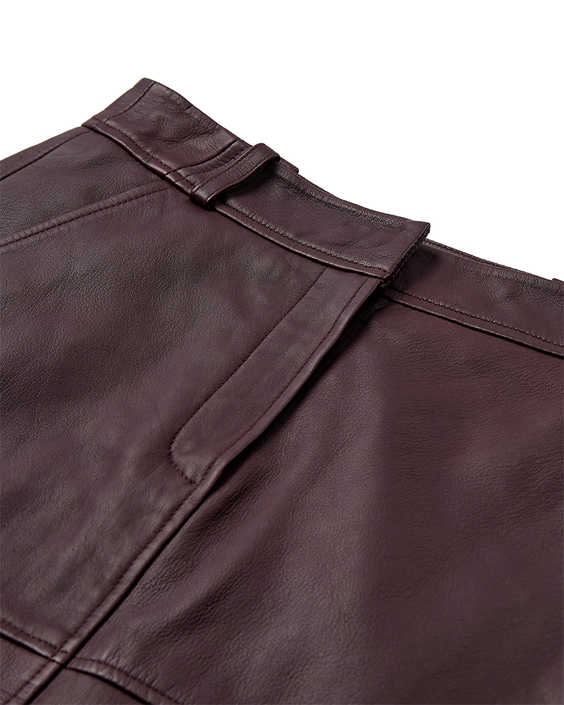 CMROYAL - LEATHER SKIRT IN RED