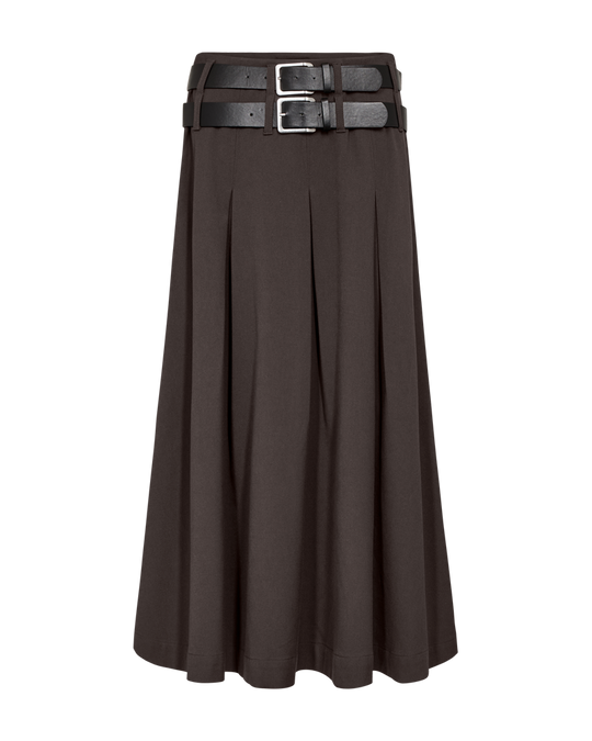 CMTAILOR - SKIRT WITH DOUBLE BELT IN BROWN