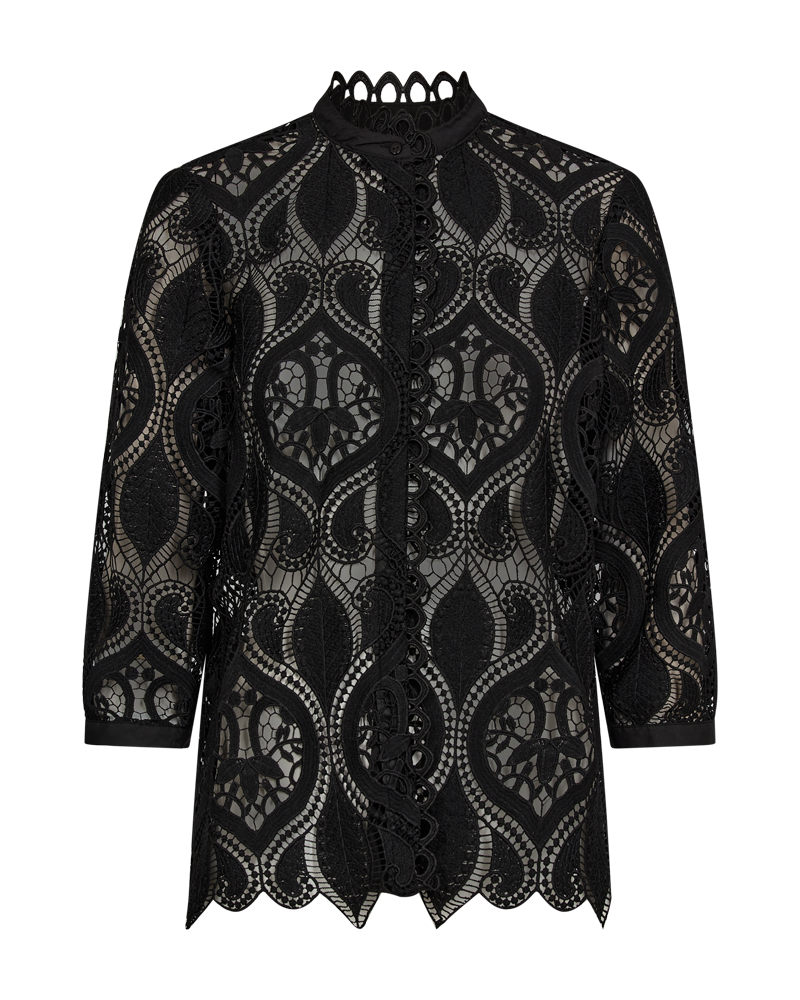 CMMALULU - SHIRT WITH LACE IN BLACK