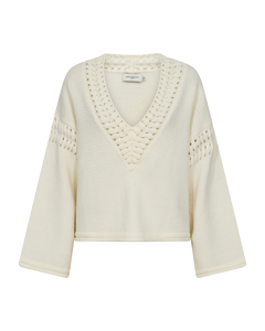 CMYARI-Fijn gebreide pullover in beige, off-wit