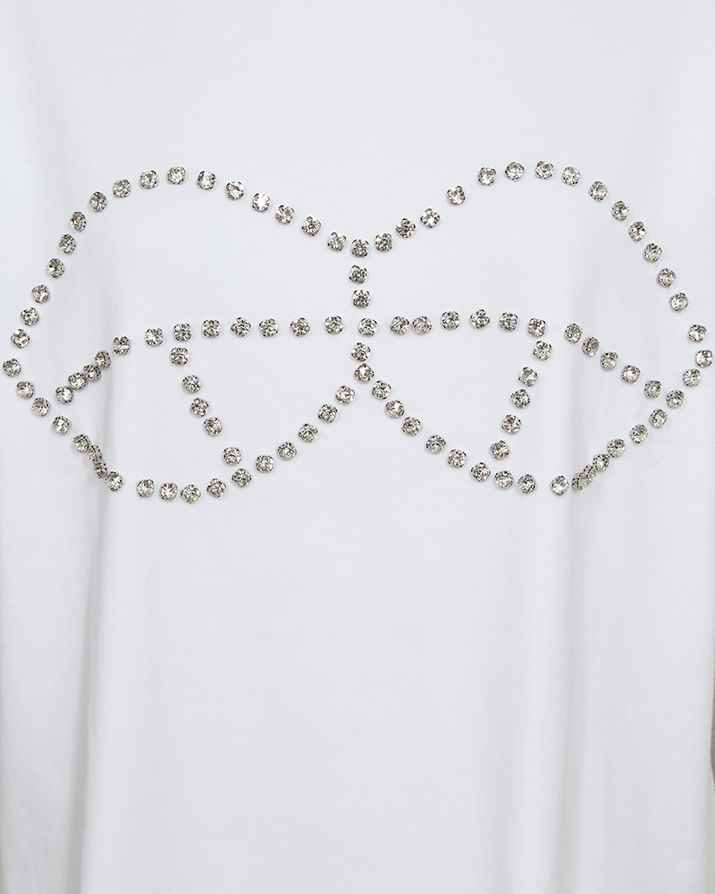 CMMUSE - T-SHIRT WITH RHINESTONES IN WHITE