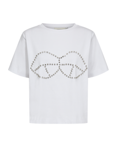 CMMUSE - T-SHIRT WITH RHINESTONES IN WHITE