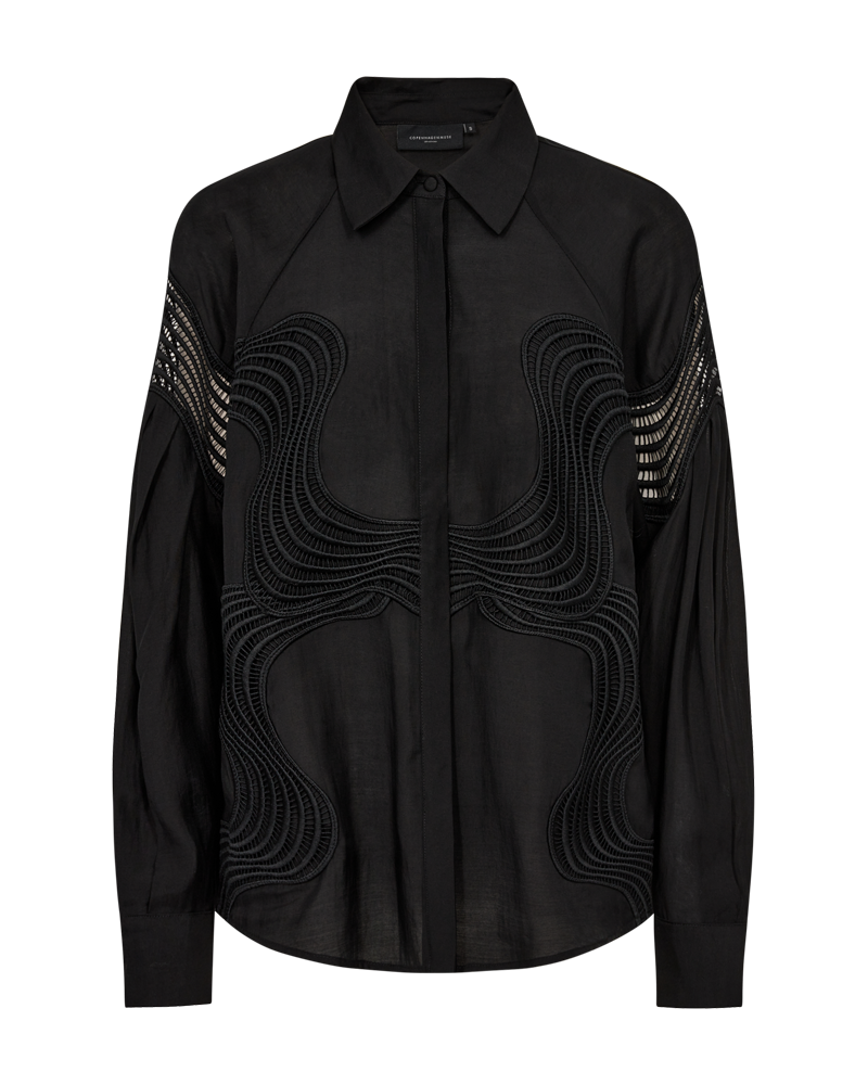 CMMOLLY - SHIRT WITH LACE IN BLACK