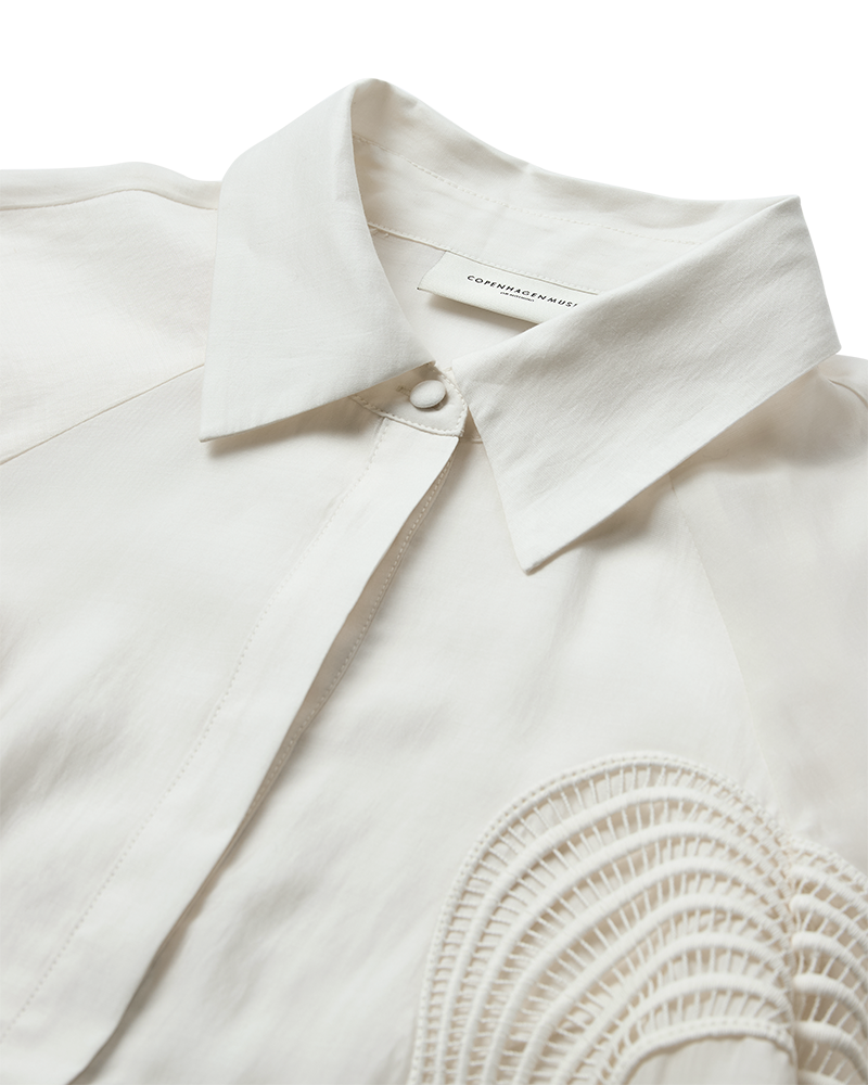 CMMOLLY - SHIRT WITH LACE IN OFF-WHITE