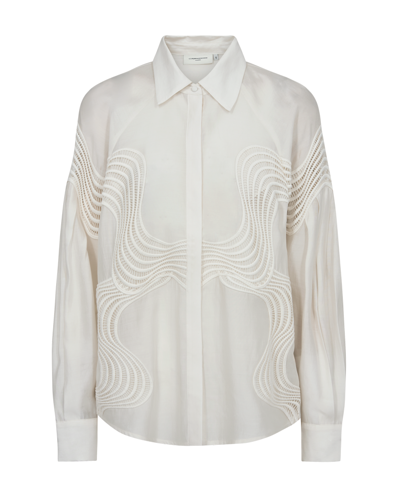 CMMOLLY - SHIRT WITH LACE IN OFF-WHITE