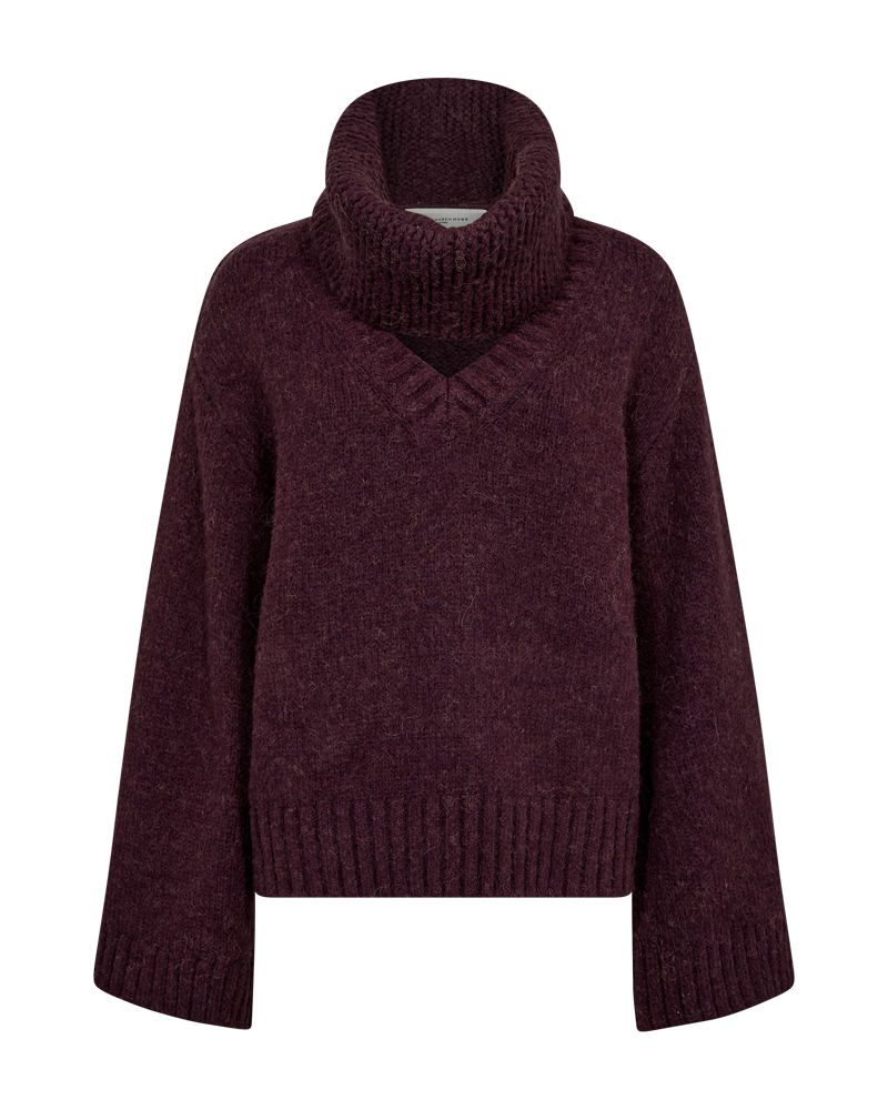 Cmandrea - gebreide pullover met afneembaar coltrui in rood
