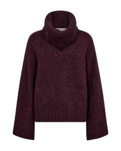 Cmandrea - gebreide pullover met afneembaar coltrui in rood