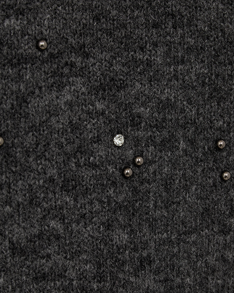Cmdiamond - pullover met strass en kralen in grijs