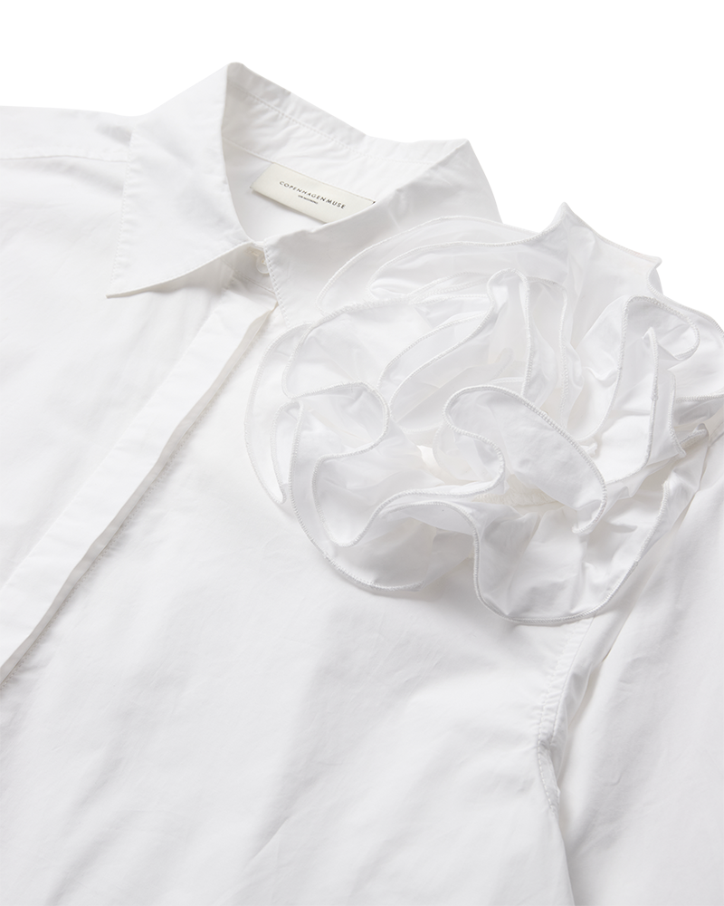 CMPOPLIN - SHIRT WITH ROSETTE IN WHITE