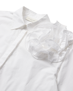 CMPOPLIN - SHIRT WITH ROSETTE IN WHITE