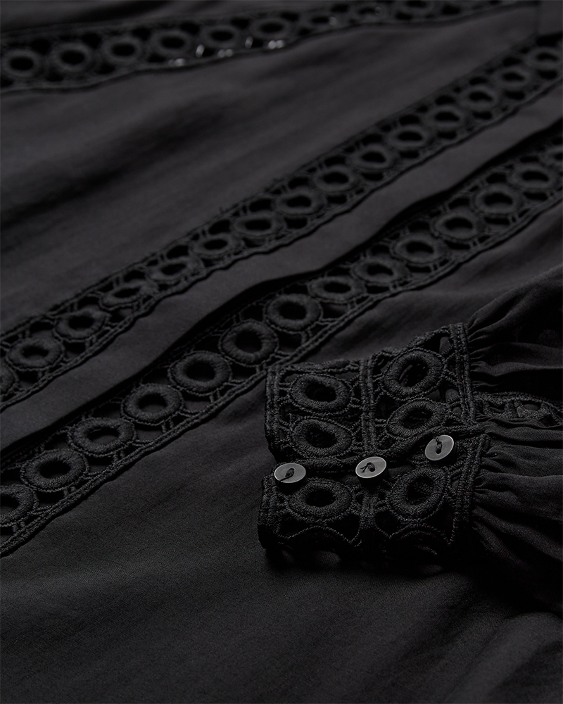 CMMOLLY - SHIRT WITH LACES IN BLACK