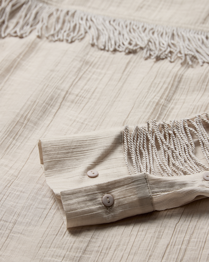 CMPOPSY - SHIRT WITH FRINGES IN BEIGE