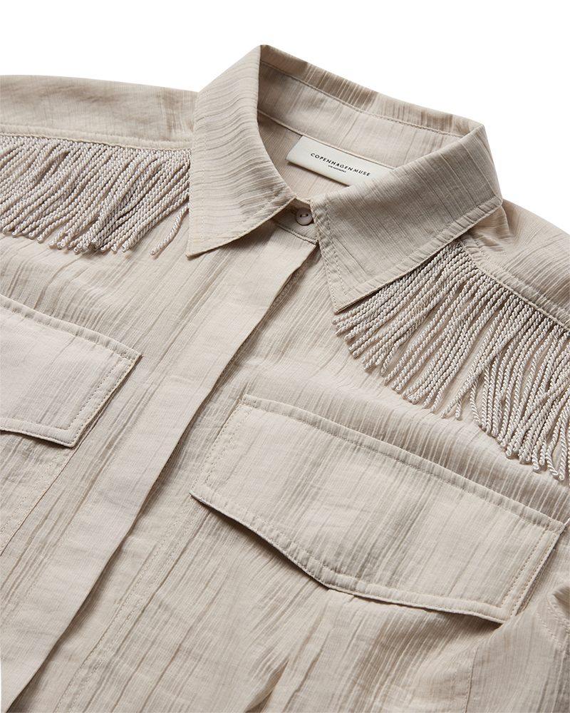 CMPOPSY - SHIRT WITH FRINGES IN BEIGE